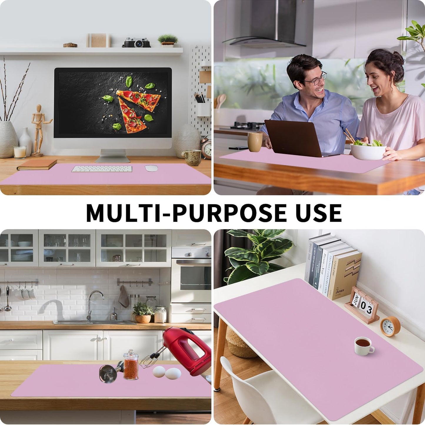 Bloss Purple Desk Mat, Leather Desk Pad, Desk Matt for Desktop, Waterproof Desk Pad Mat, Computer Mat for Office Work/Home/Decor/Desk Protector/Cover(31.5 x 15.7 Inches)