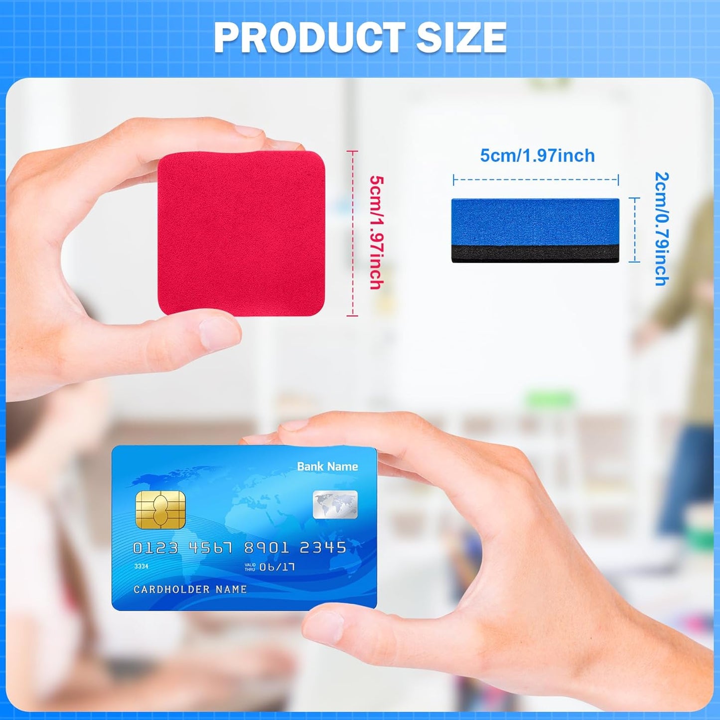 EAONE 48 Pack Dry Erase Eraser, Magnetic Whiteboard Cleaner Mini Chalkboard Cleansers for Classroom, School, Office, Home (8 Colors Assorted, 1.97 x 1.97 Inch)