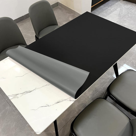 Leather Table Cover,1.8mm Thick,42x60 Inch Table Protector,Table Protector for Dining Room Table,Dining Table Cover,Table Cover Protector,Table Top Cover(Black+Gray,42x60)