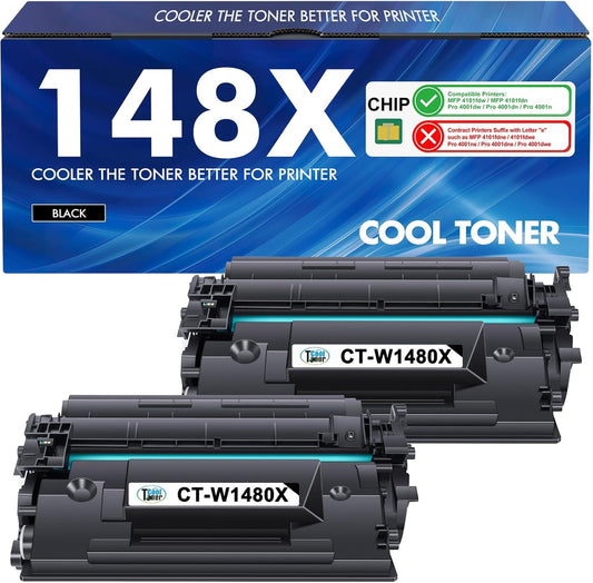 148X Toner Cartridge Black High Yield 4101fdw 148A Compatible Replacement for HP 148X 148A W1480A W1480X for HP Laserjet Pro MFP 4101fdw 4101fdn Pro 4001dw 4001dn 4001n Printer Ink (2 Pack with Chip)