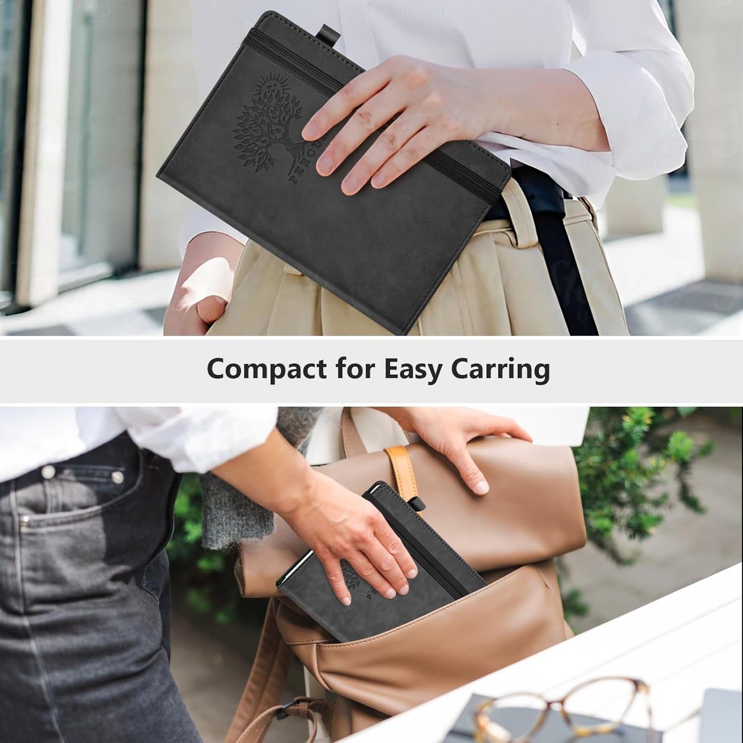 Graph Paper Notebook, 160 Pages Grid Journal for women & men, A5 Hardcover Leather Graphing Notebook for School, Work, Travel, Note Taking 5.9”x8.5” (Black)