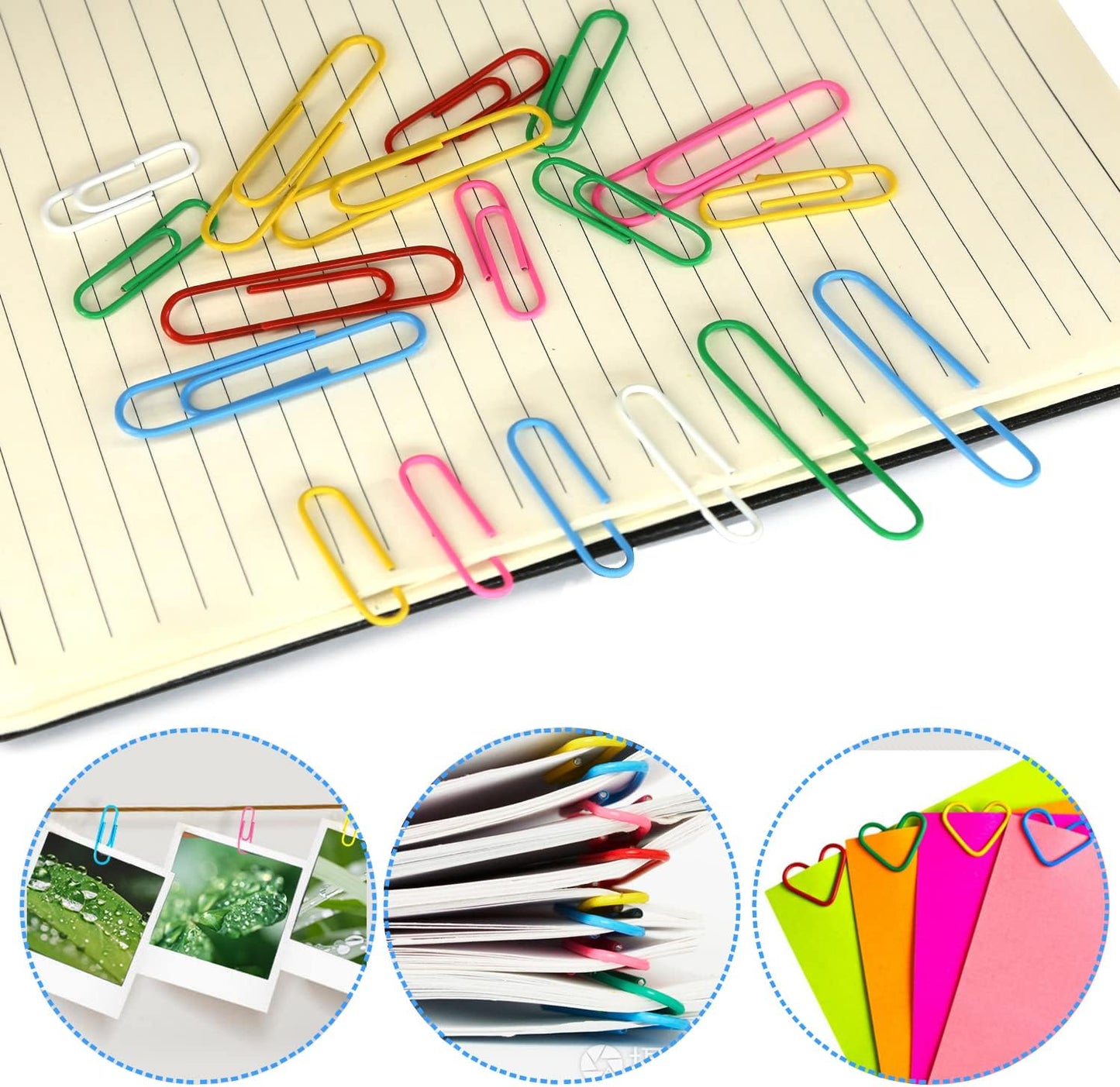 Paper Clips Binder Clips Set, Paperclips Large Medium and Small, 320PCS Colored Paper Clips and Binder Clips Assorted Sizes for Home Office School Document Organizing