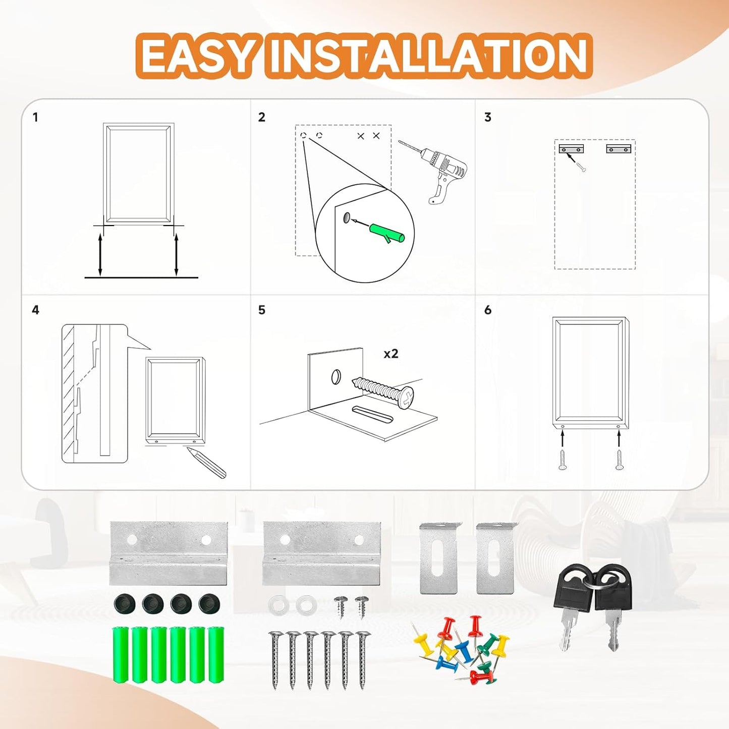 Enclosed Bulletin Board with Locking Door, Outdoor Bulletin Board Weatherproof, Lockable Display Case for Home, Office, and Community Use(23.6“L x 35.4" W Cork)