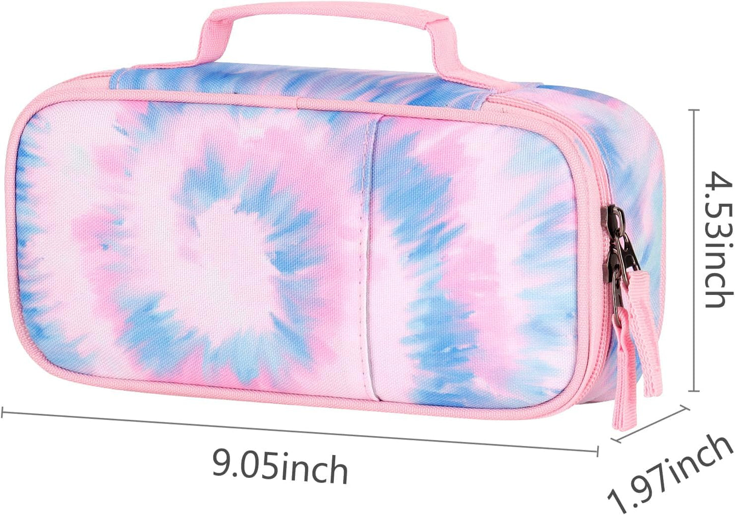 Choco Mocha Tie Dye Pencil Case for Girls, Soft Pencil Case Kids Pencils Pouch for Kindergarten Girls, Pink&Blue