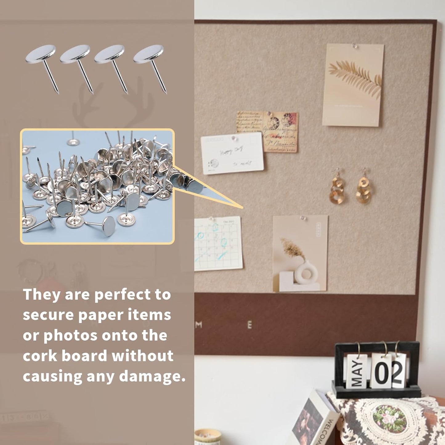 100Pcs Flat Head Upholstery Tacks Home Furniture Decor Tack Upholstery Nails Pushpin Thumb Tacks,Silver Tone (11mmx17mm)