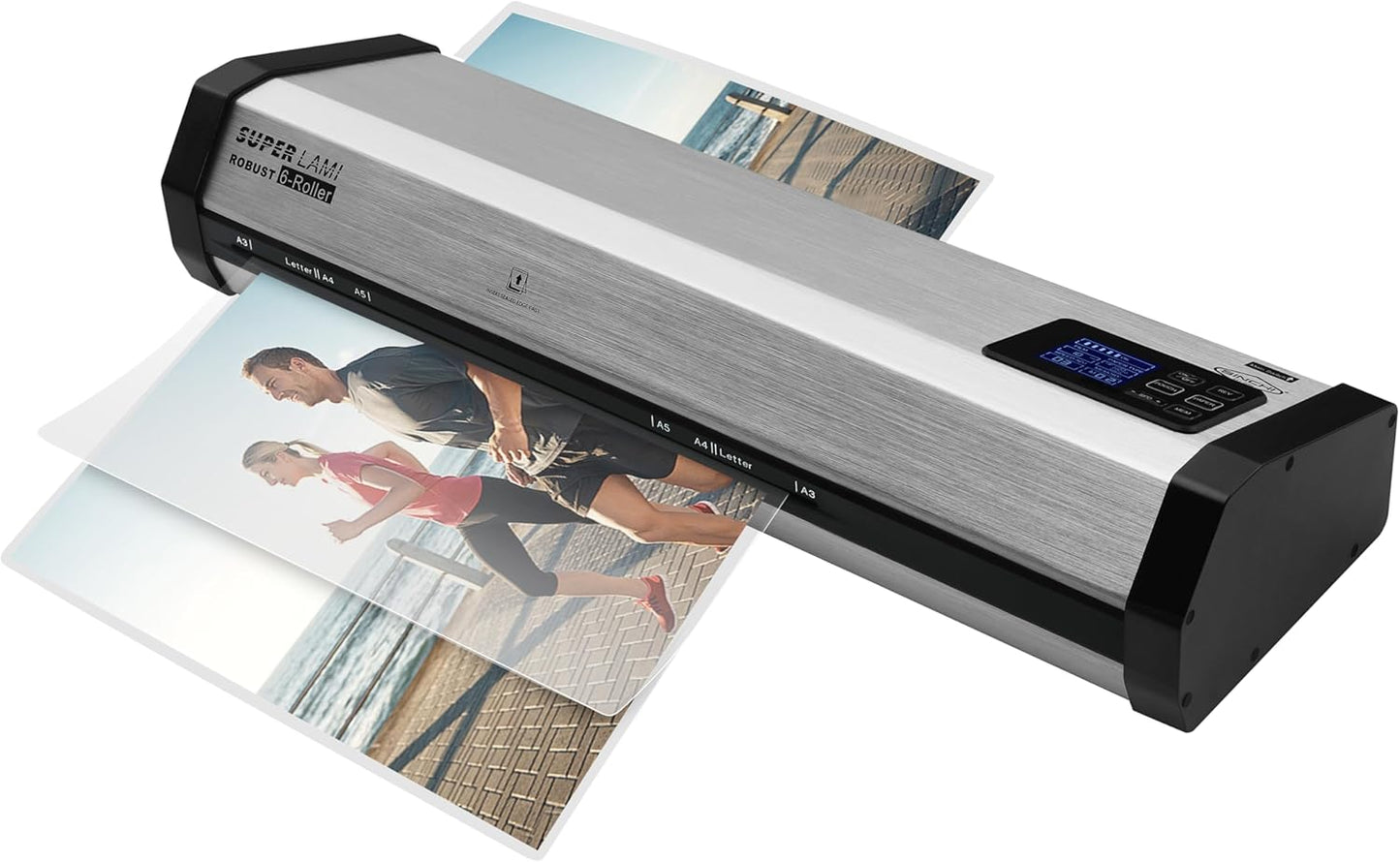 SINCHI Robust 6-Roller Laminator Machine with LCD Display, 3-10 Mil, Heavy Duty, 13-inch Thermal Laminating Machine for Commercial Use, 1.5-Minute Warm-up, 90 Inches/Minute, 105 Settings & 99 Memories