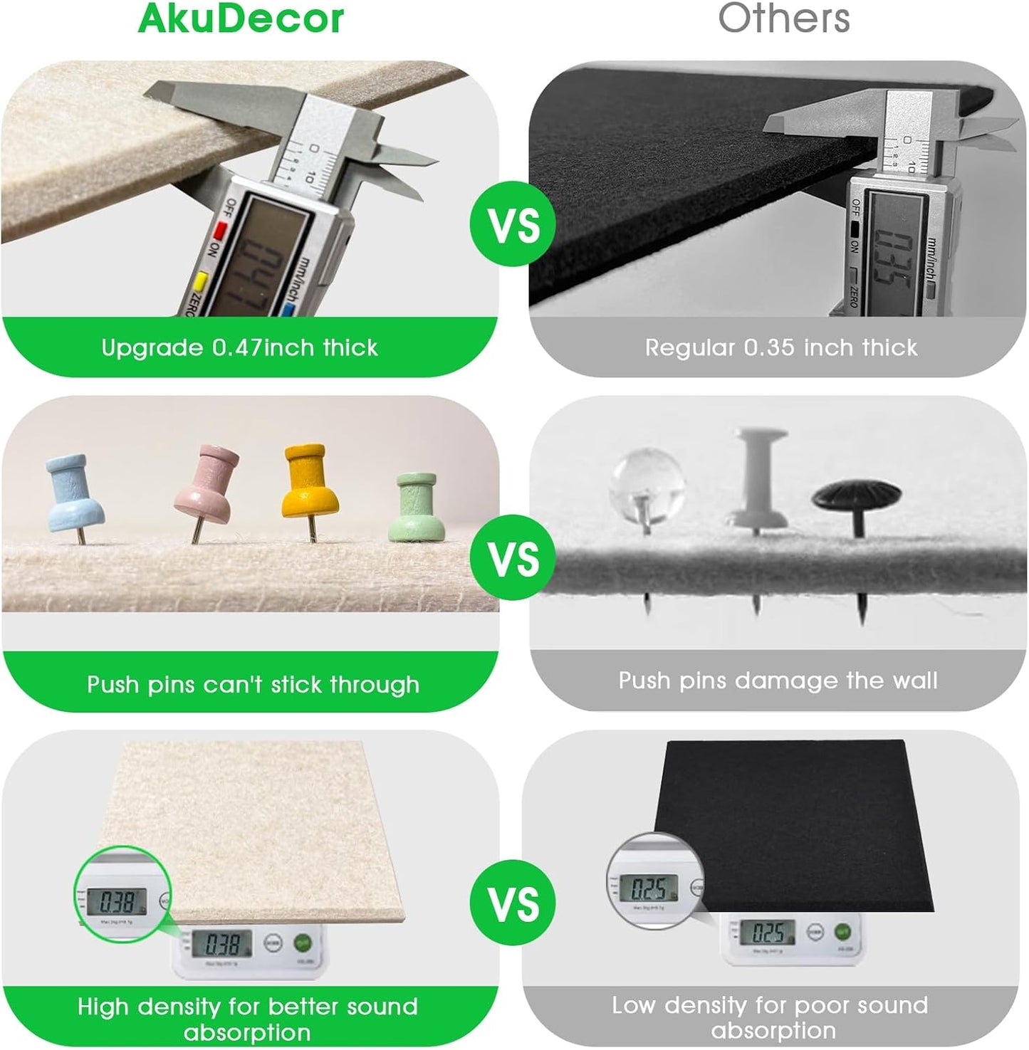 Large Cork Board for Office Wall Decor,36"x24"-6 Pack Felt Wall Tiles with Safe Removable Adhesive Tabs, 1/2" Thick, Felt Bulletin Board Pin Board Cork Boards for Walls - Oatmeal