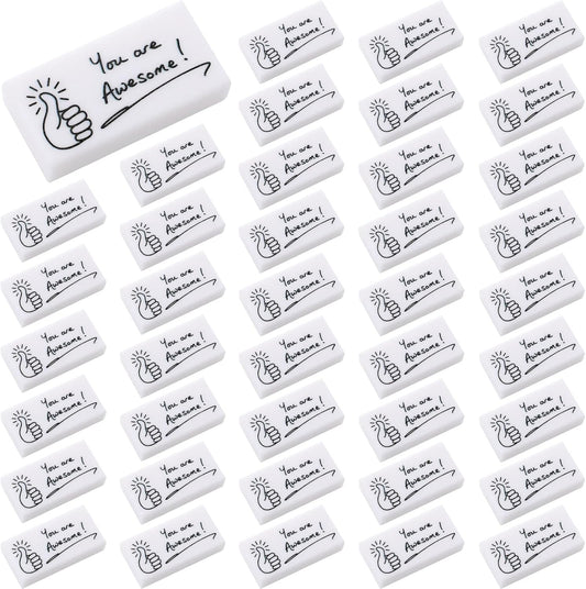 Fuutreo 100 Pcs Welcome Back to School Gifts for Students Inspirational Pencil Erasers Bulk You are Awesome White Cute Fun Erasers First Day of School Gifts Classroom Prizes from Teachers