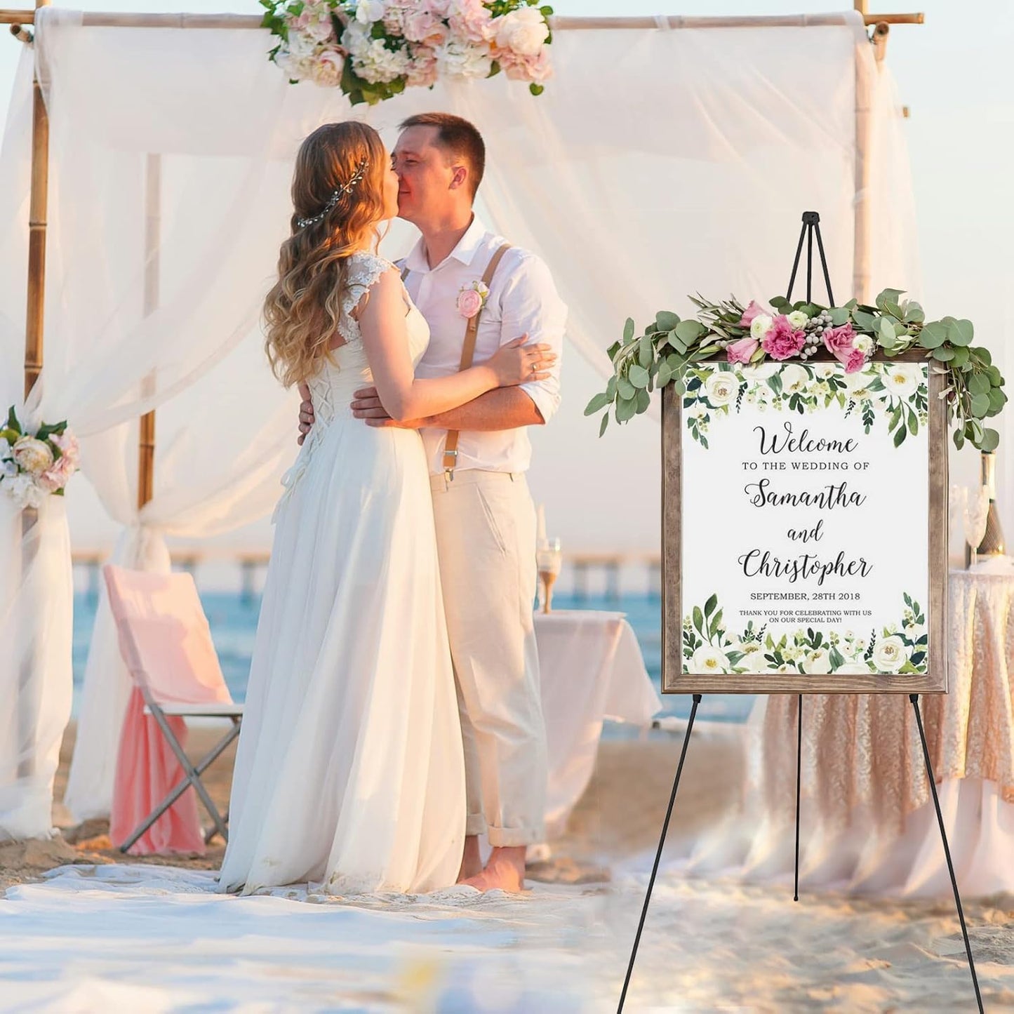 1PCS Black Easel Stand for Wedding Sign Stand, 66 Inch Lightweight Adjustable Art Easel Stand for Display, Tripod Poster Easel for Painting, Wedding Sign Floor Stand with Portable Bag