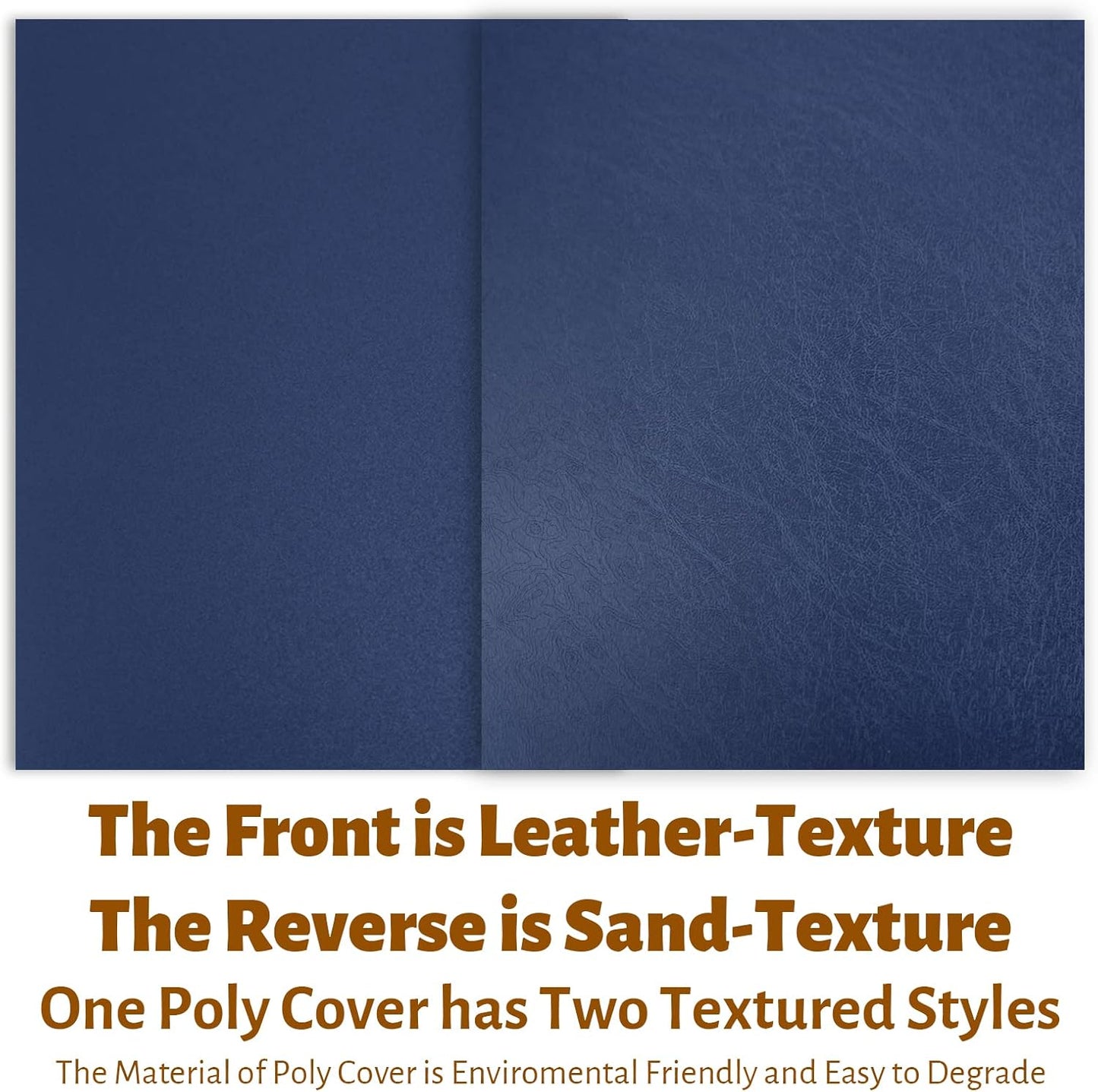 Binditek 100 Pack 16 Mil Leather-Textured Heavyduty Polycovers, Letter Size, Plastic Binding Presentation Covers, 8-1/2 x 11", Square Corners, Unpunched, Navy, Office Supplies