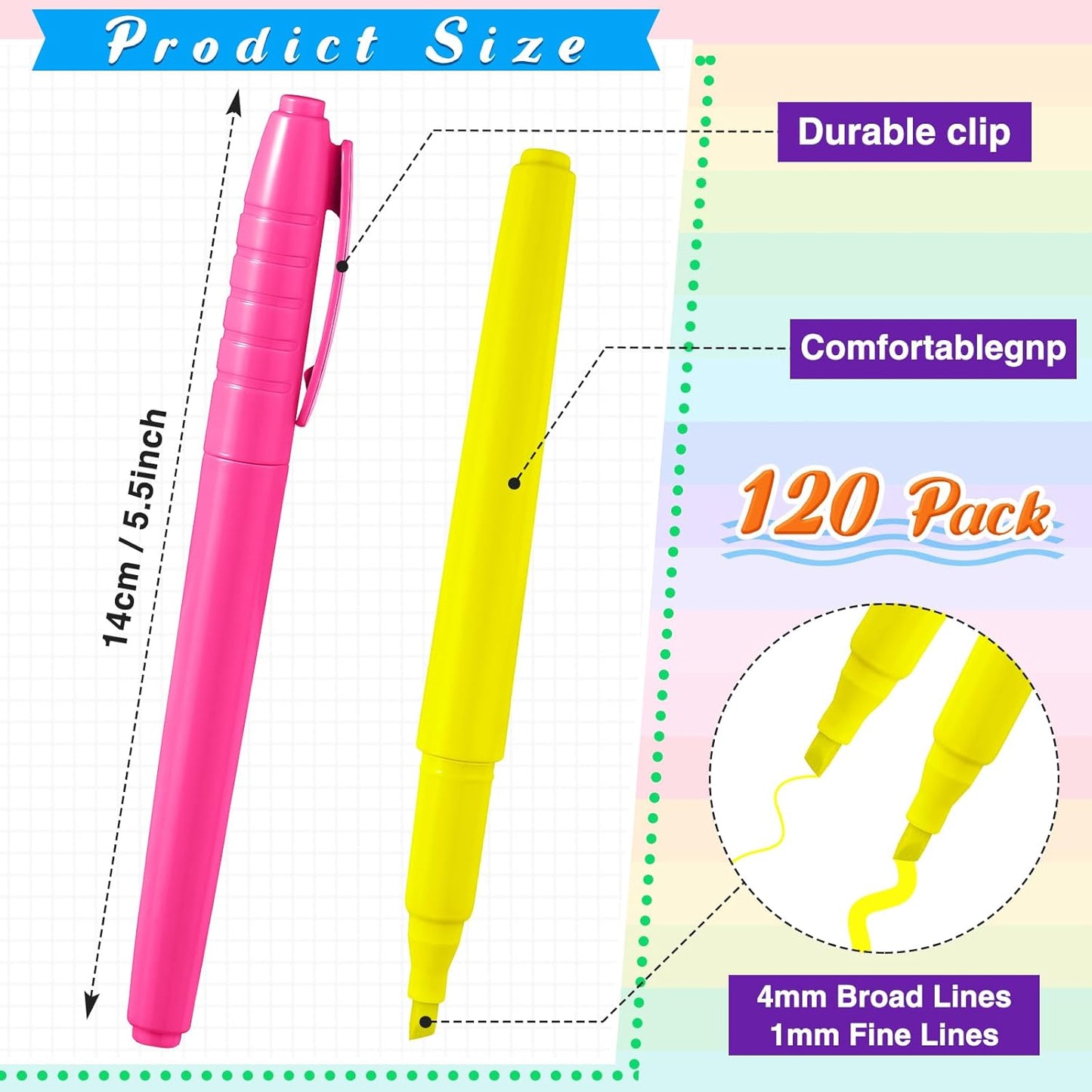 Seajan 120 Pack Highlighters Assorted Colors Highlighter Markers Chisel Tip Highlighter Pens Quick Drying Markers Bulk for Adults Home Office Supplies(Cute Colors)