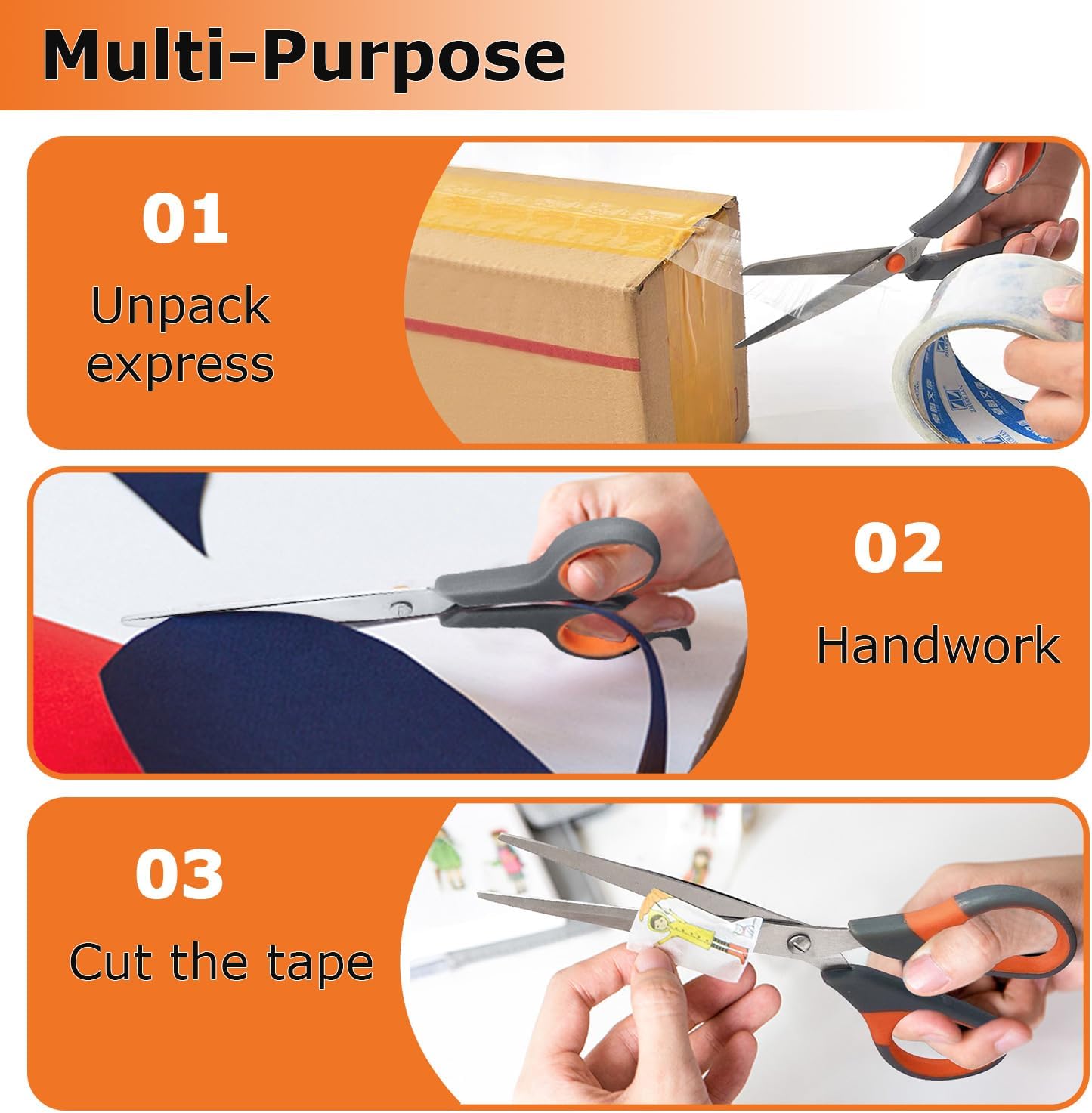 Professional Paper Cutting Scissors 4 Pack, Office Craft Scissors Set with Ultra Sharp Blades for Adults, Art Projects, Gift Wrapping