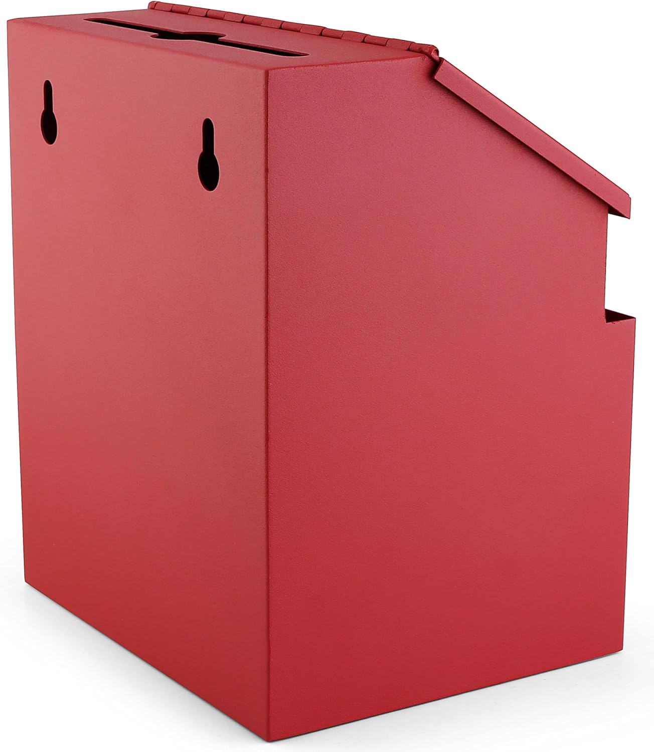 Suggestion Box with Lock and keys, Metal Wall Mounted Ballot Box, Iron steel Donation and Collection Drop Box 8.5" H x 6" W x 7" L with wide 5.5" Slot and front sheet holder (Red)