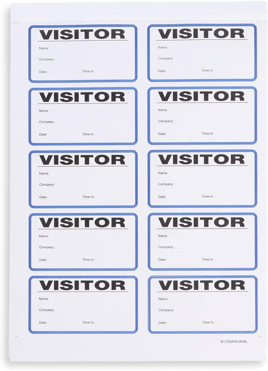 Blue Summit Supplies Visitor Badge Log Book with Duplicate Record, 250 Stickers per Pack, School Visitor Stickers, Guest Badge Book, Visitor Log Book
