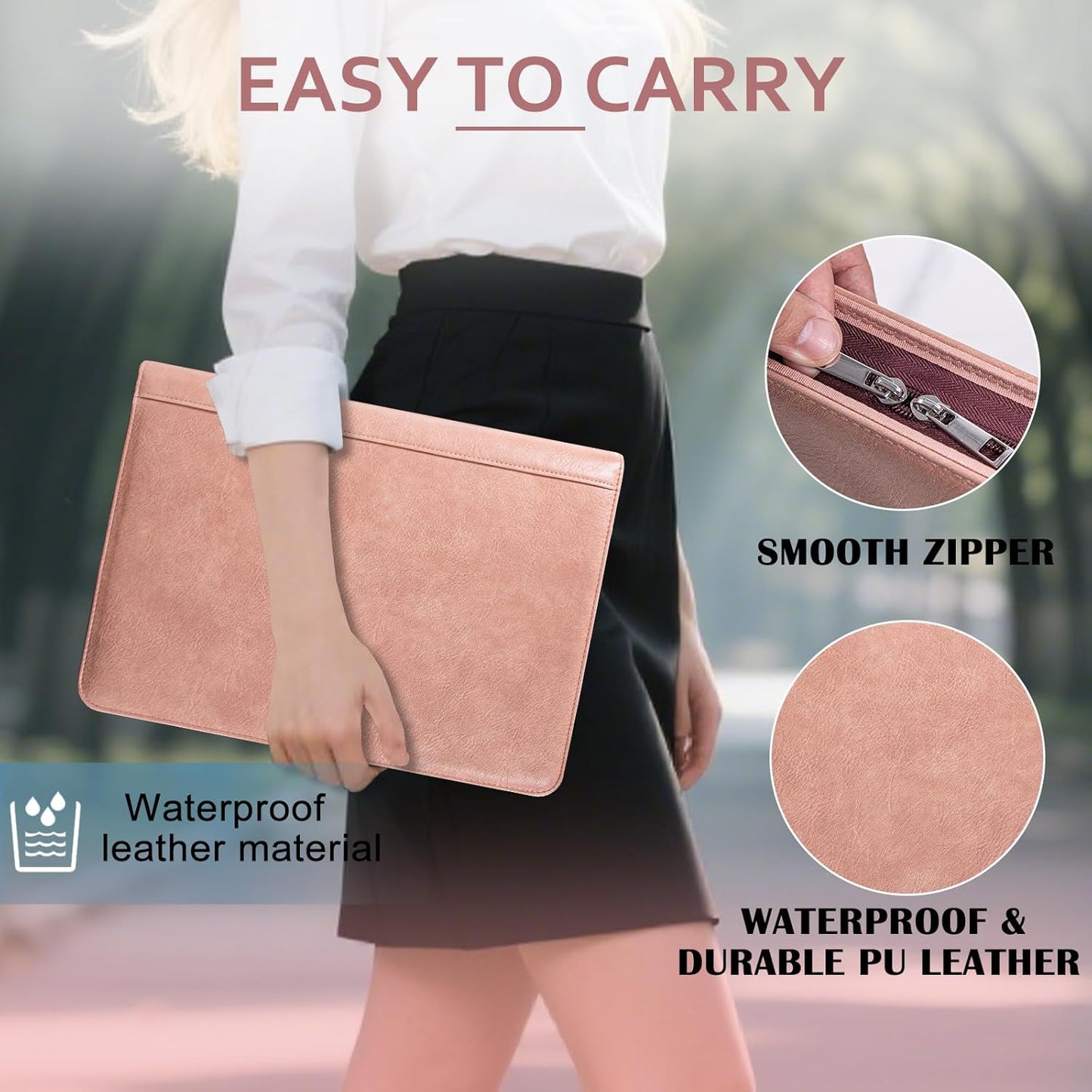 Calfinder Personalized Padfolios Portfolio Binder,3 Ring Leather Binder with Zipper,Professional Padfolios for Women&Men, Business Portfolio Organizer for Resume, Leather Folder for Ipad