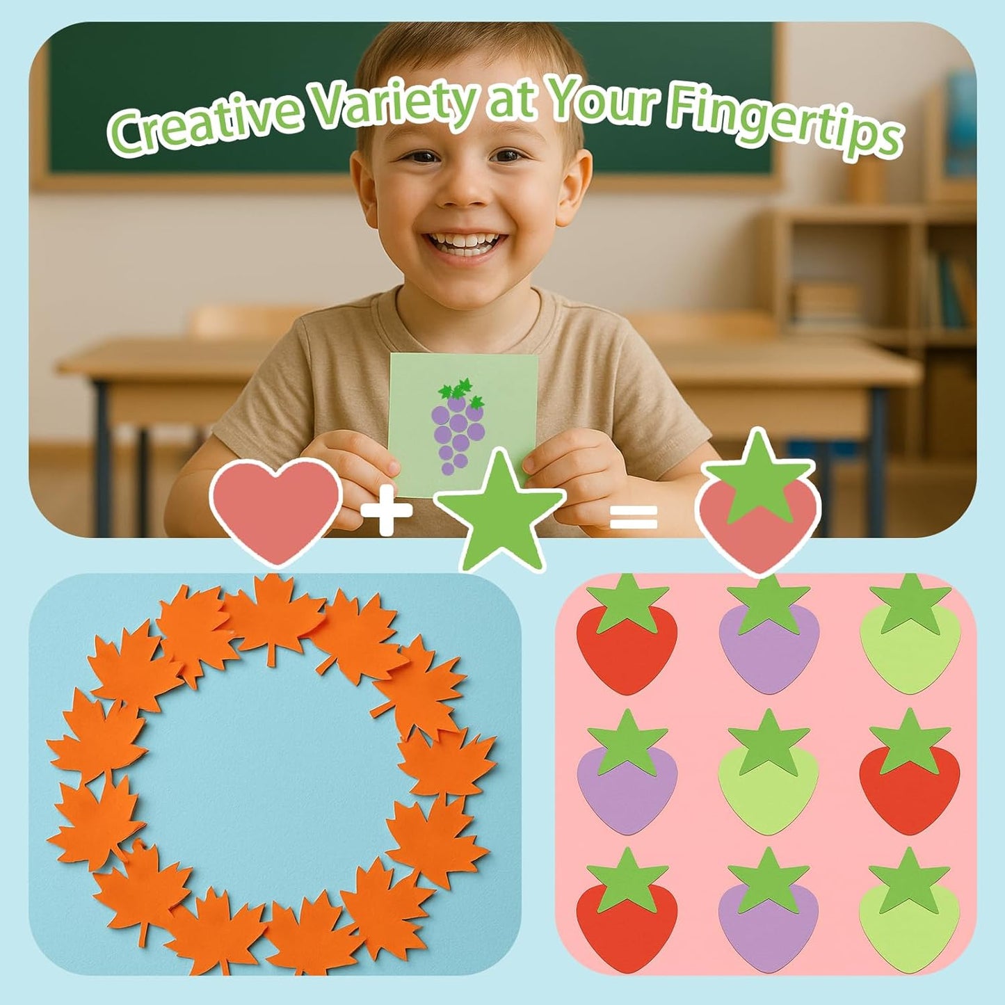 LOVEINUSA 10 Pack Multicolored Shape Paper Hole Punch Craft Set for DIY Crafting, Scrapbooking, Handmade Greeting Cards, Photo Albums, Mini Cutter Nail, and Festival Cards Projects