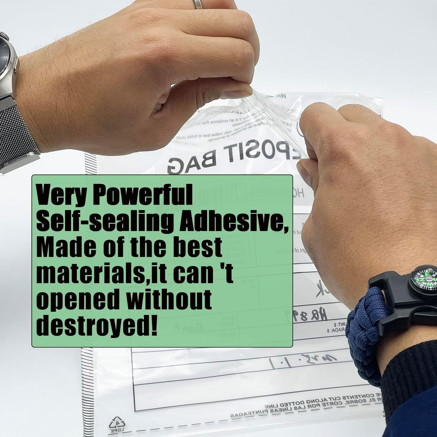 Plastic Deposit Bags 200-Pack Clear 9.5''x 15'', Security Bank Deposits Bags,Cash register bags,Money bag for Cash,Bank Pocket,Tamper-Evident Bag,Unique Barcode