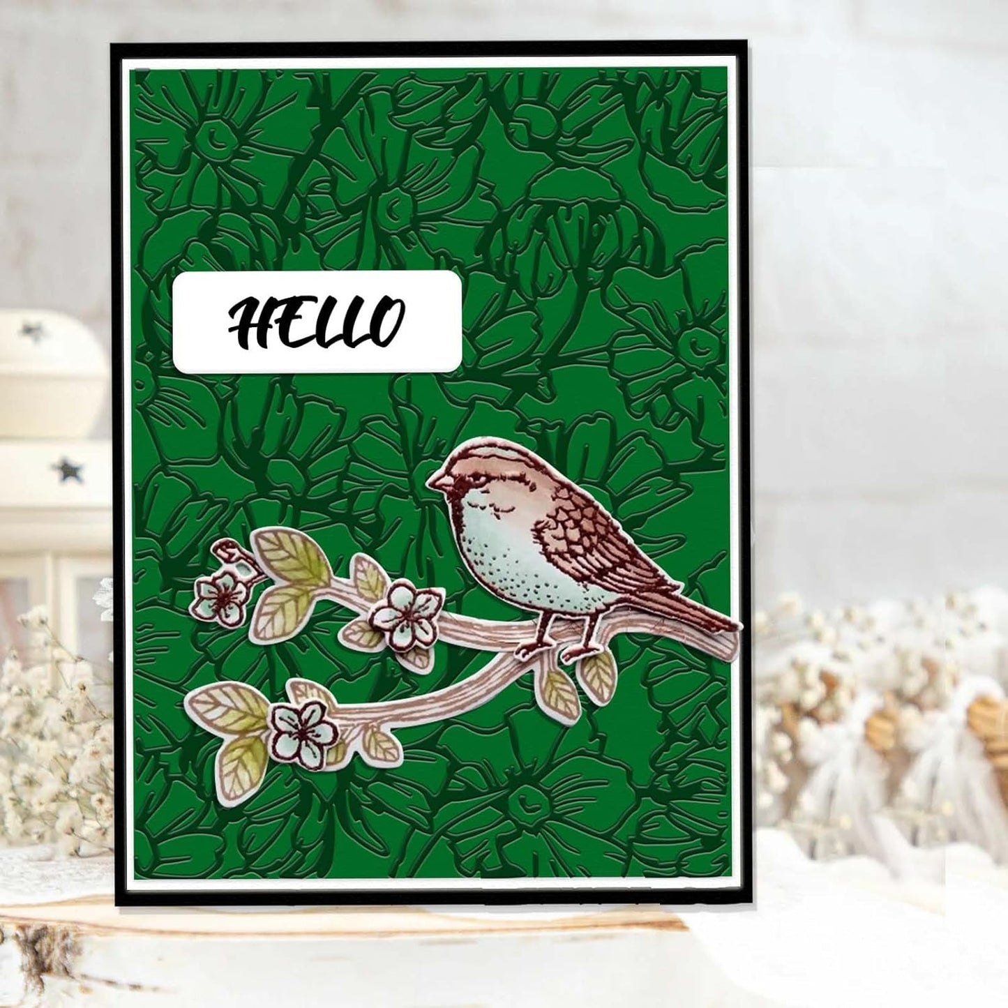 ALIBBON Spring Flower Background Plastic Embossing Folders for Card Making, Floral Background Embossing Folders for DIY Scrapbooking, Flowers Folders for Paper Craft Photo Album Decorations