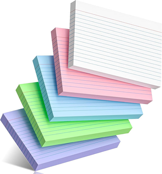 200 Pcs Colored Index Cards 4 x 6 Inch Ruled Index Cards, College Ruled Flash Cards for School, College, Office and Home Organization, Durable Study To Do List Note Cards with Lines, 5 Pack of 40
