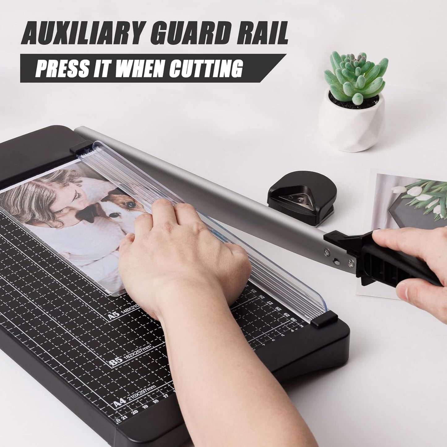 TIANSE Paper Trimmer Paper Cutter Guillotine with Safety Blade Lock 12” 8 to 12 Sheet Capacity Heavy Duty Metal Base A4 Paper Cutting Board for Home Office School