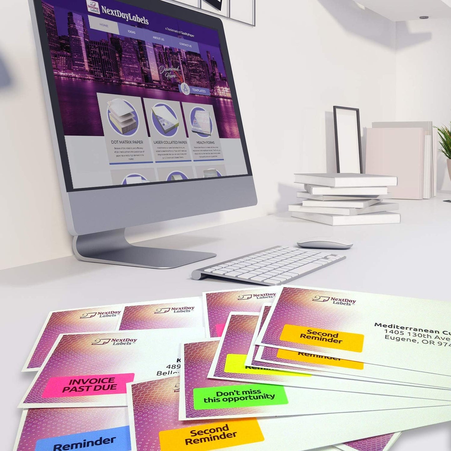 NextDayLabels - 8-1/2 x 11" Neon Color High Light Fluorescent Labels for Laser & Inkjet Printer (Pink Fluorescent, 1" x 2-5/8" - 30 Per Page | 750 Labels)