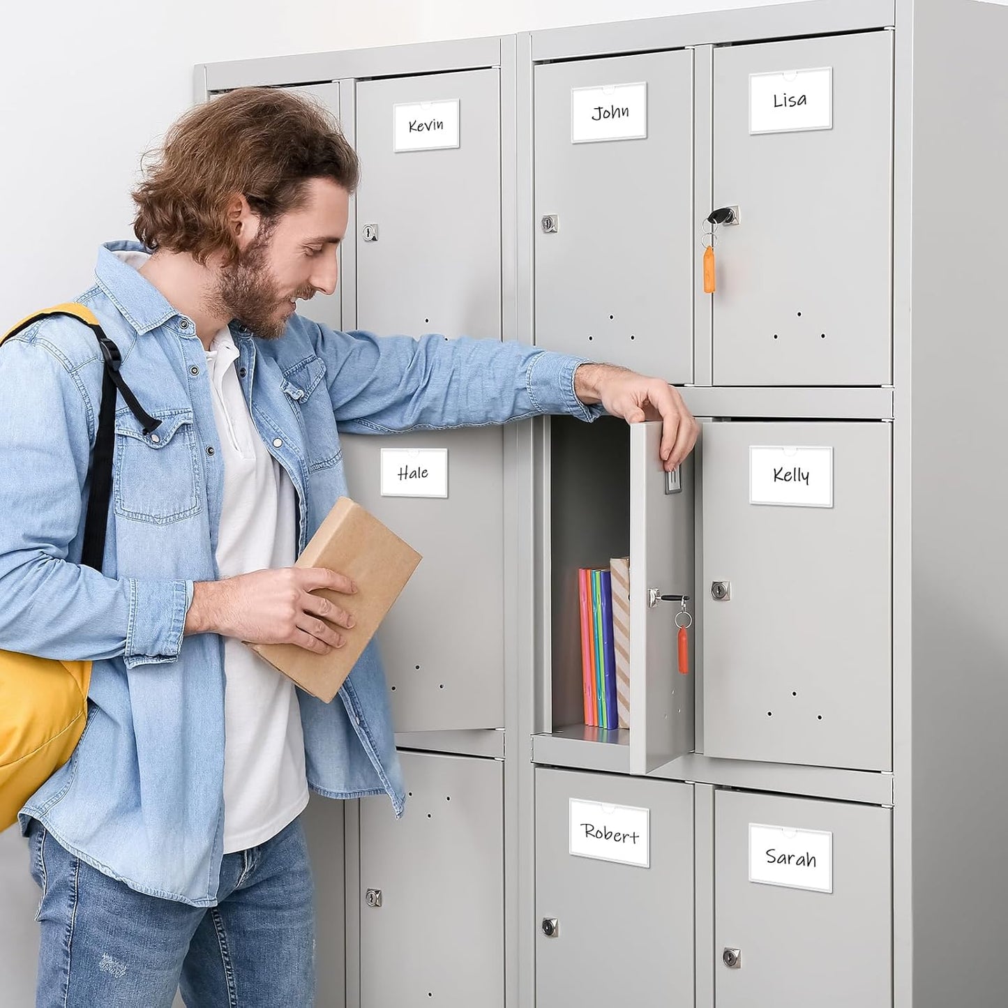 Circloophs 100 Packs Self Adhesive Index Card Pockets for 2”x 3.5” Card, Adhesive Label Holders with Top Open – 2.3”x 3.9” Clear Adhesive Label Pockets for Storage Bins, Locker, Library, Office, Home