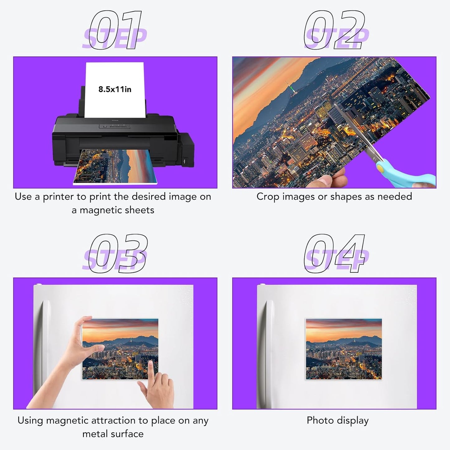 DIYMAG Printable Magnetic Sheets, 8Pcs 8.5 x 11 Inch Flexible Magnet Sheets Matte Non Adhesive Magnetic Paper for Inkjet Printer Photo DIY Crafts