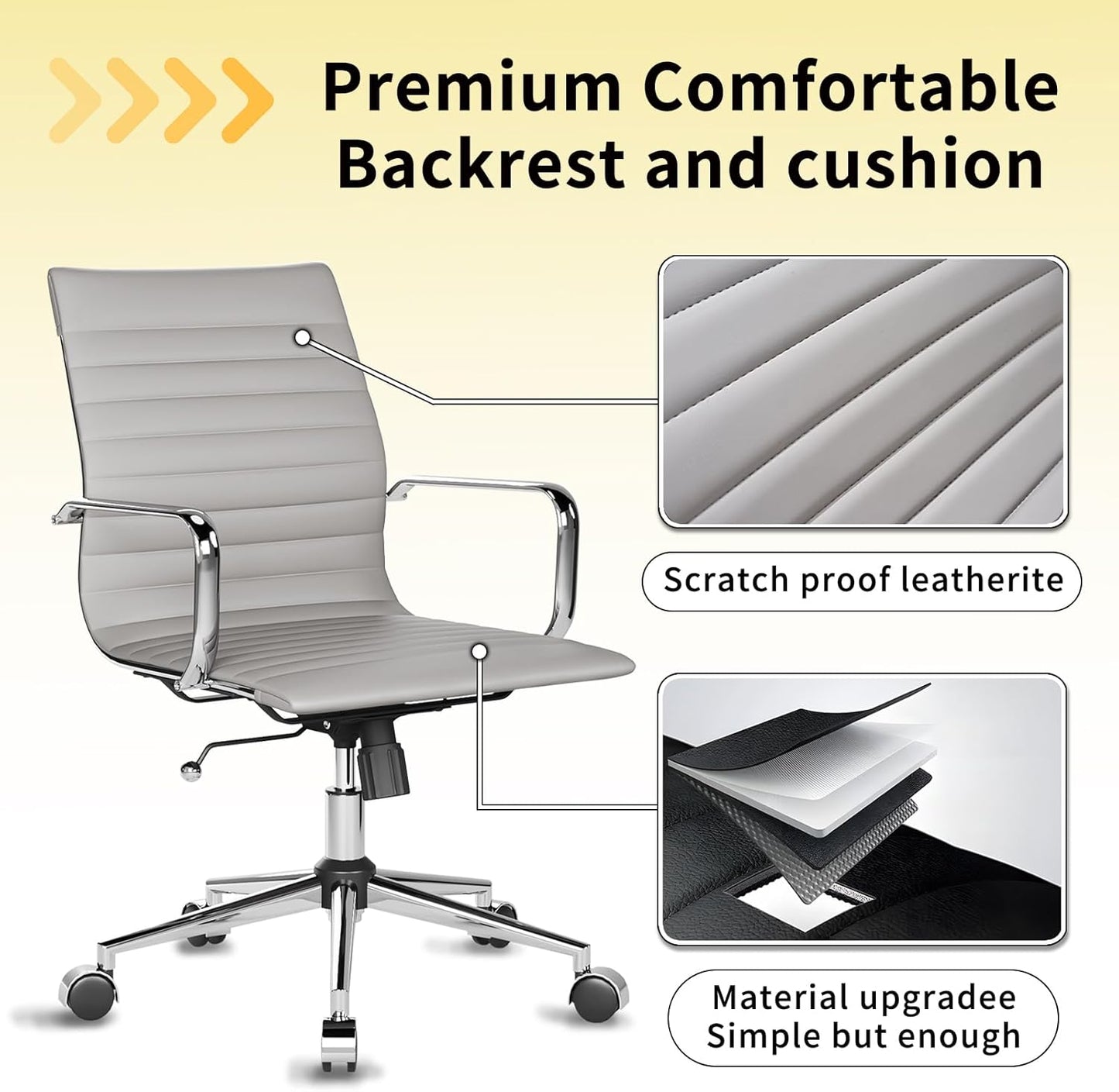 Chair, Desk Computer Chair ，with Armrests ，Ergonomic Office Chair for Home and Office, 17.32 x 22.83 x 35.43 inches, Multiple Colors (Grey)