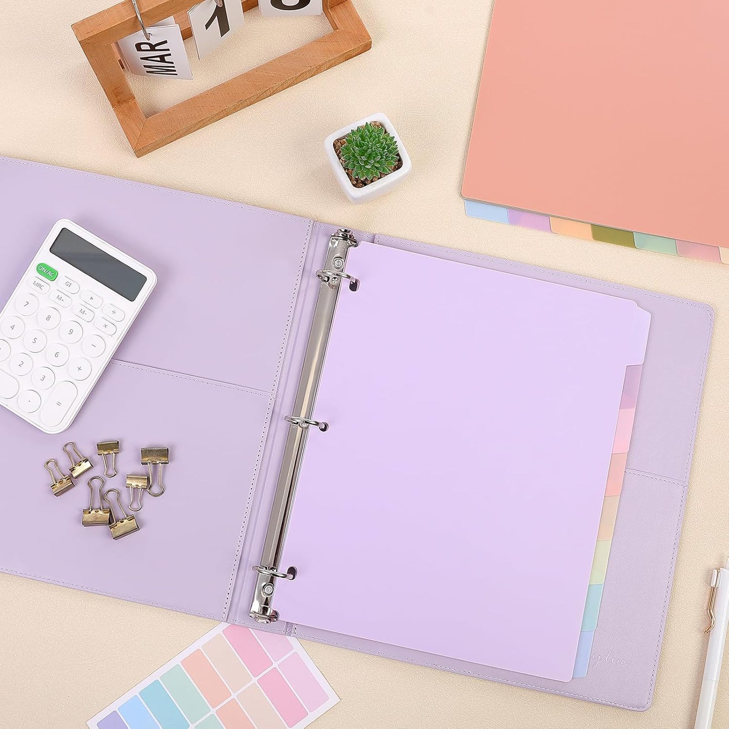 SKYDUE Durable Plastic 8-Tab Dividers,2sets,Big Tab Dividers for 3 Ring Binder, Write&Erase 3 Ring Binder Dividers with Tabs,with Sticker Labels