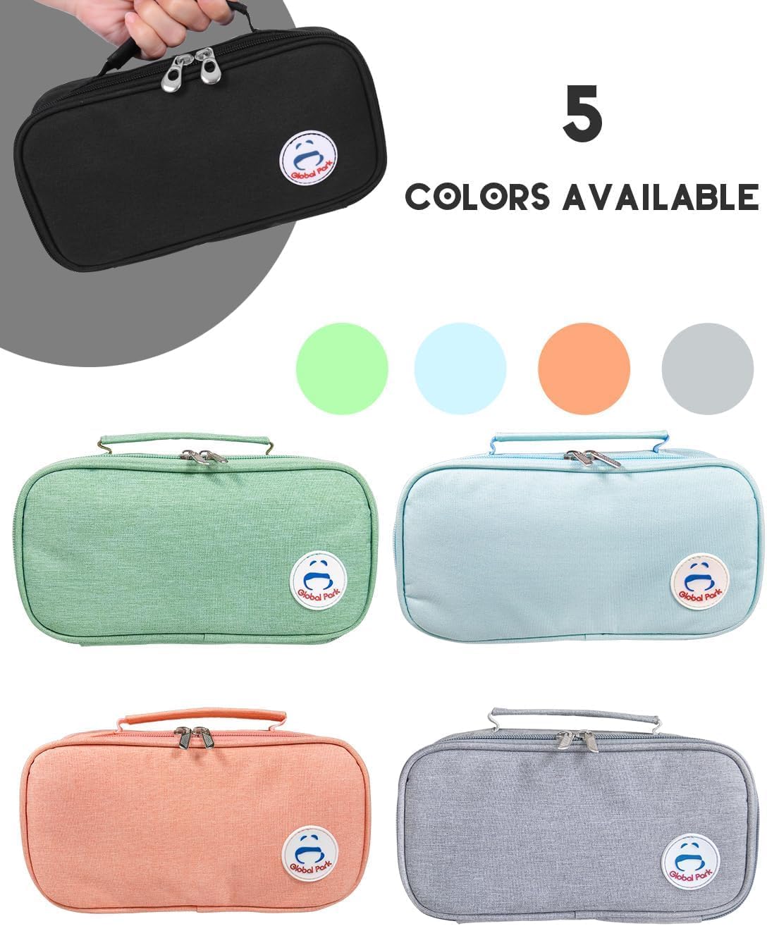 Pencil Case Pen Bag Holder Pouch Large Handle Big Capacity Desk Organizer Storage Marker Box Stationary Makeup Cosmetic Double Zippers for School Office Students Teen