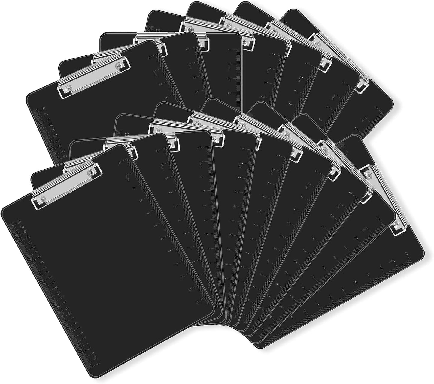 Black Clipboards, PANDRI 16 Pack Plastic Clipboards with Low Profile Clip 12.5 x 9 Standard Letter Size Clipboard for Classrooms Offices