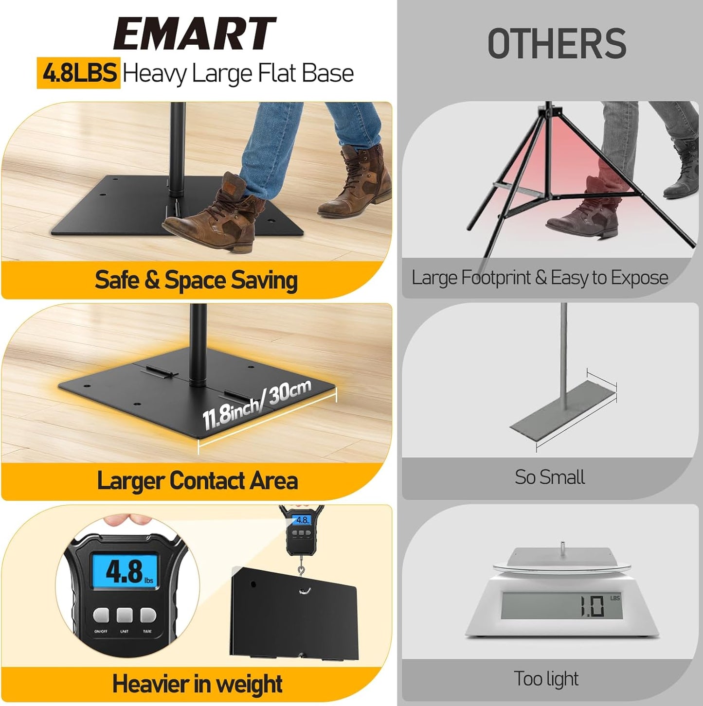 EMART Outdoor Projector Screen with Stand, 120 Inch Portable Projector Stand Indoor 16:9 4K HD Rear Front Movie Screen with Heavy Flat Base for Backyard, Party, Night(Include Water Bag, Carry Bag)