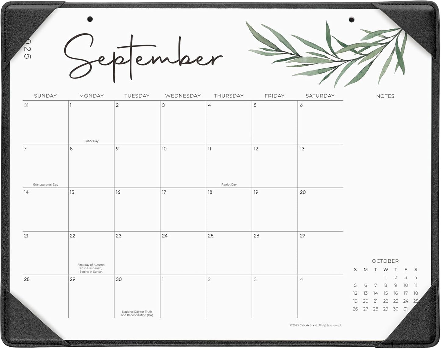 Cabbrix Desk Calendar 2025-2026 with Desktop Mat, 15" x 12" Desk Calendar July 2025 to June 2026, Academic Monthly Calendar for Home Office School Planning, Greenery