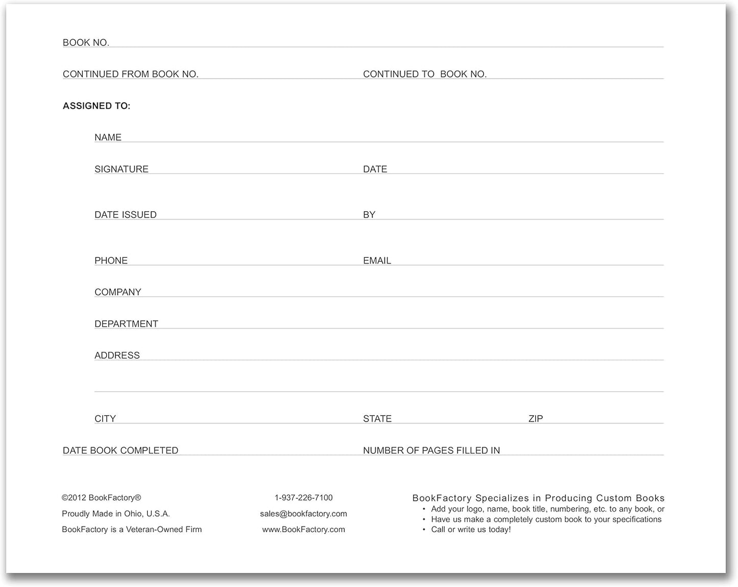 BookFactory Visitor Log Book Visitor Register Visitors Sign-in Book - 120 Pages, 8 7/8'' x 7'' - Blue Cover, Section Sewn Hardbound (Made in USA)