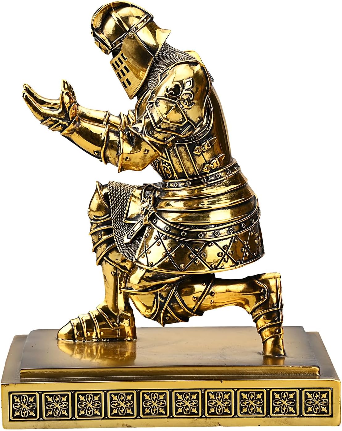 King's Guard Knight Pen Holder Pen Stand Desk Organizers and Accessories Resin Pencil Holder as Gift with a Metal Sword Letter Opener for Office and Home (Bronze(Plating))