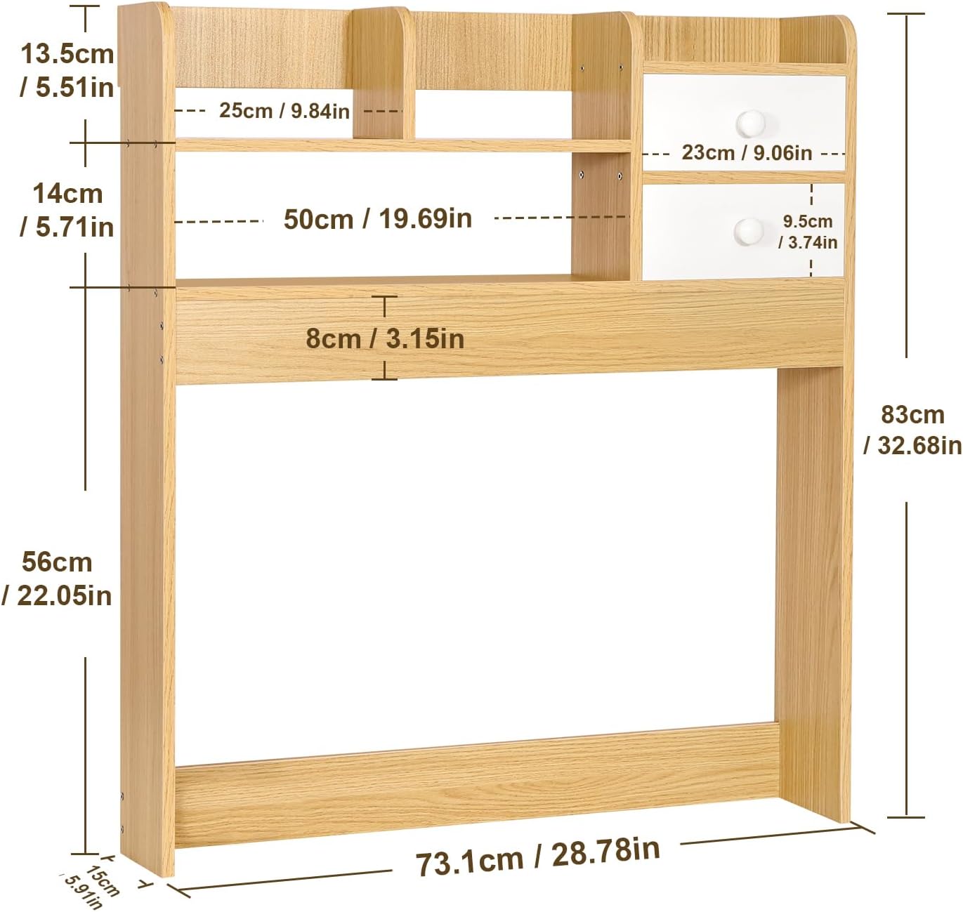 YGYQZ Wood Desk Shelf Organizer, Desk Hutch Top Only, Book Shelf for Comuputer Display Rack Storage Stand for Office, Home, Dorm