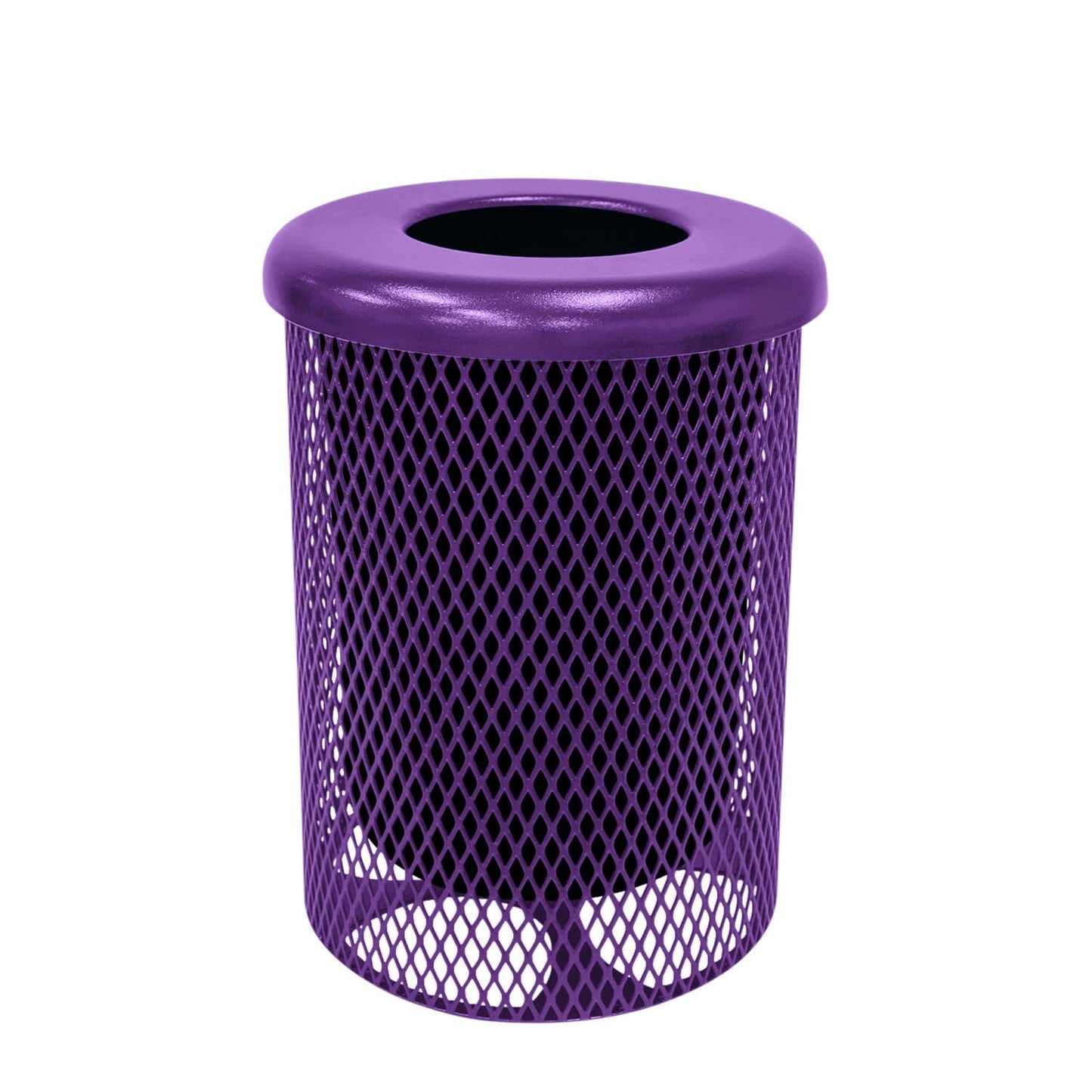 RFT-TXTPUR Heavy Duty Round Trash Receptacle with Flat Top, Liner Included, 32 Gallon, Textured Purple, Made in America