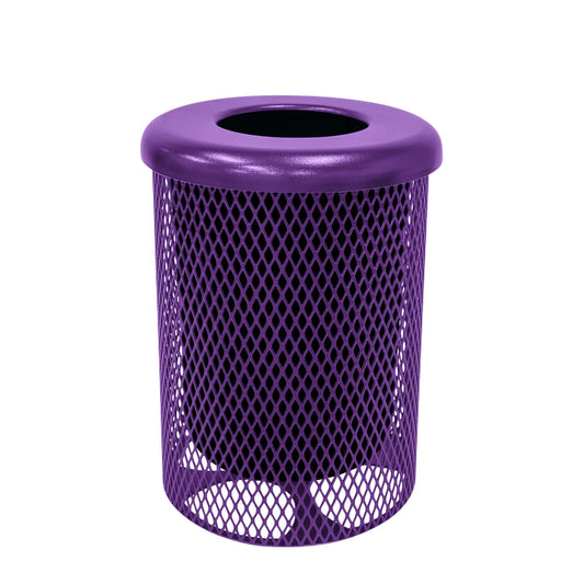 RFT-TXTPUR Heavy Duty Round Trash Receptacle with Flat Top, Liner Included, 32 Gallon, Textured Purple, Made in America