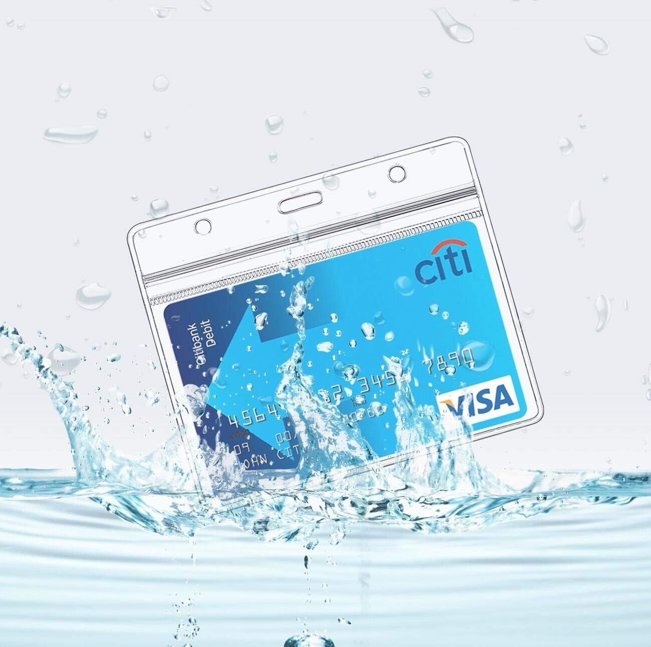 Clear Plastic Horizontal Name Tag Holder and Metal Badge Clip with Vinyl Straps Waterproof PVC ID Card Holders (100 Pack, Horizontal Large 3x4)