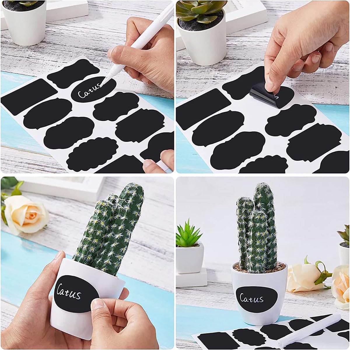 Chalkboard Label 240 Pcs Waterproof Reusable Labels for Food Containers Chalk Sticker Labels with 3 Liquid Chalk Markers for Mason Jars, Parties Decoration, Craft Rooms, Storage, Home, Kitchen