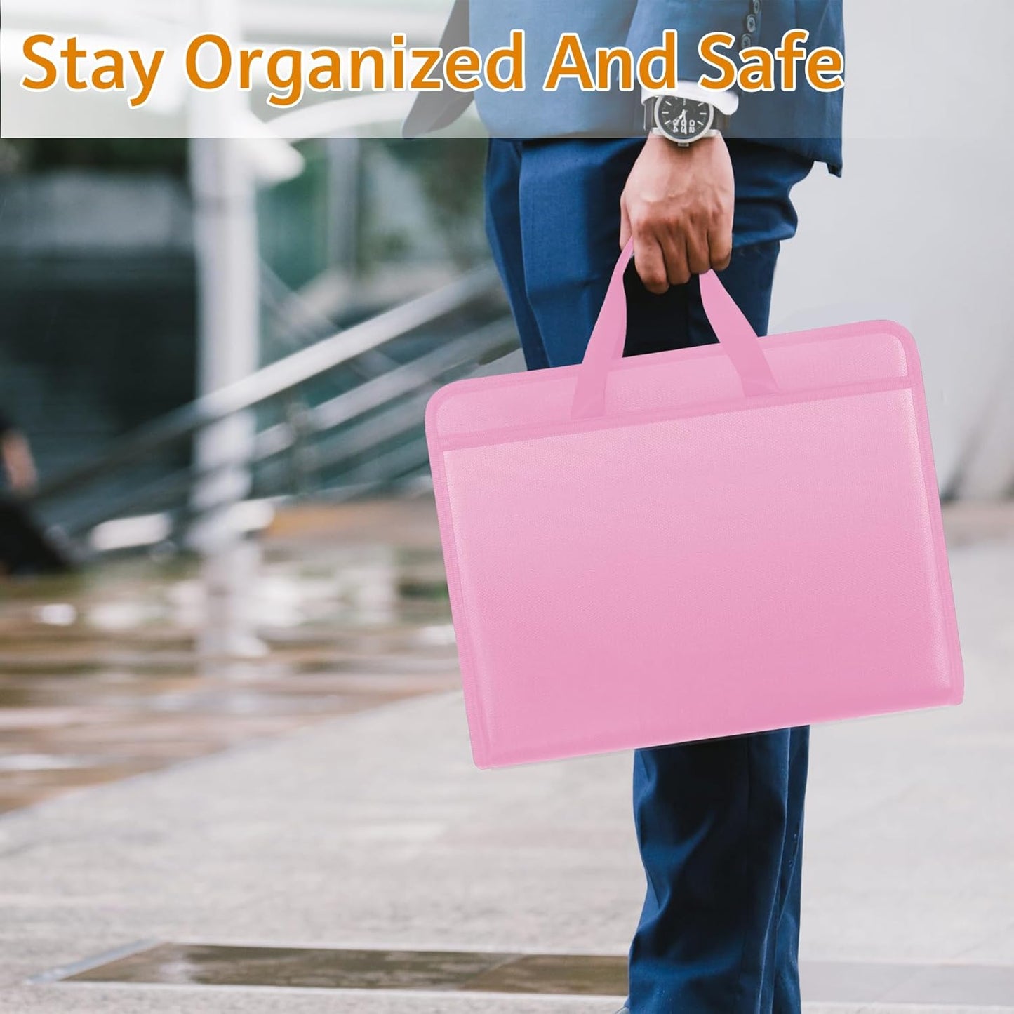 File Organizer Fireproof Expanding Accordion File Folder with Zipper Labels13 Pockets Document Organizer Holder Storage Box Bag for Business Office Receipt Home Travel