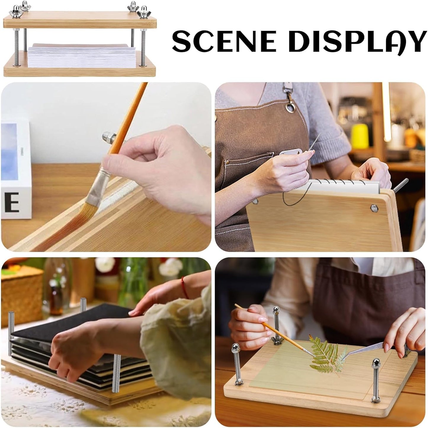 JUPEAN Book Press—7.9”x11.6” Wooden Book Binding Press Bookbinding Kit Portable and Easy Assemble Books Binding Kits for DIY Bookbinding