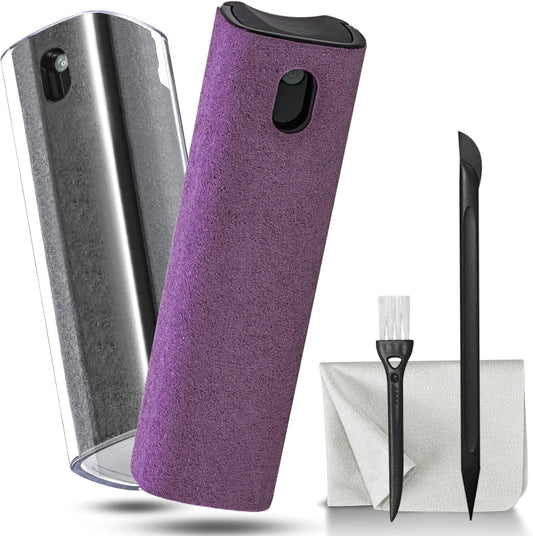 2Pcs Laptop Screen Monitor Cleaner Spray, walrfid Portable Phone Touchscreen and Car Screen Cleaning Kit for Cell Phones, Tablet, PC, Computer, iPhone, iPad, MacBook Pro - Grey and Purple