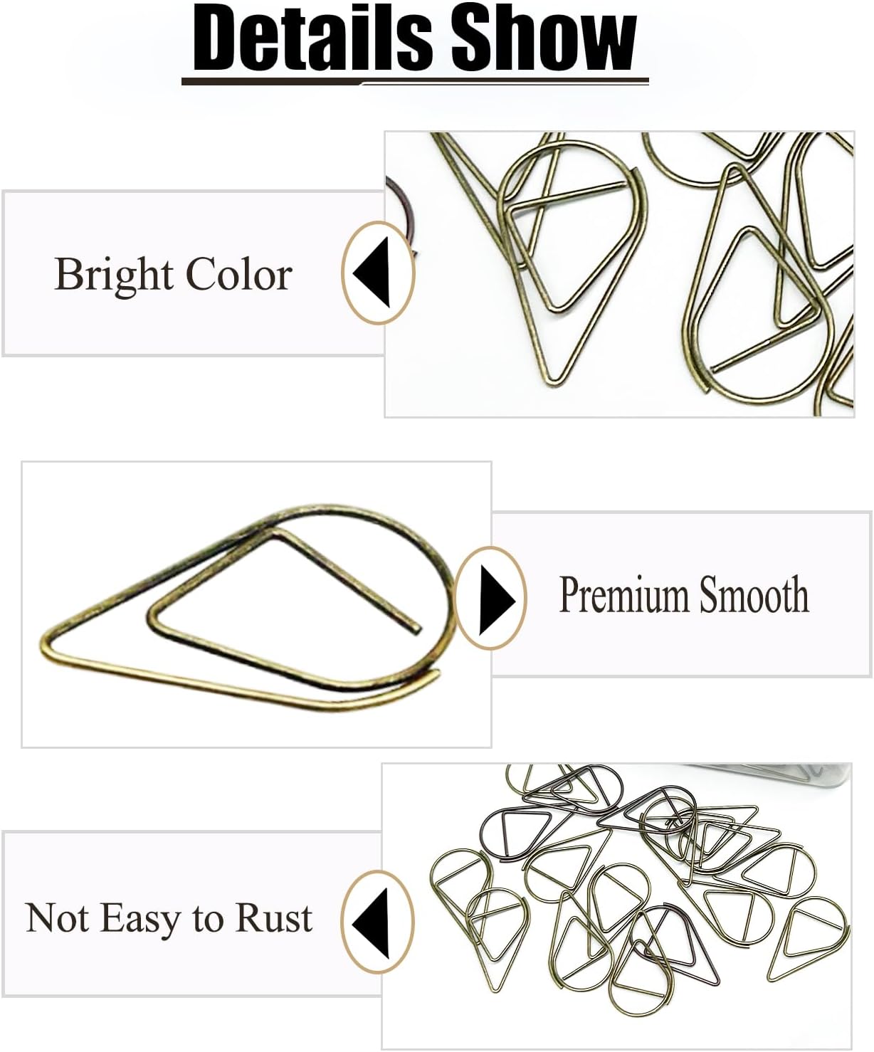 200 Pcs Teardrop Paper Clips Bulk,Stainless Steel Rust-Resistant Paperclips for Wedding Invitations, 3X Stronger Hold with Mirror Polish (Copper+Bronze, 1inch)
