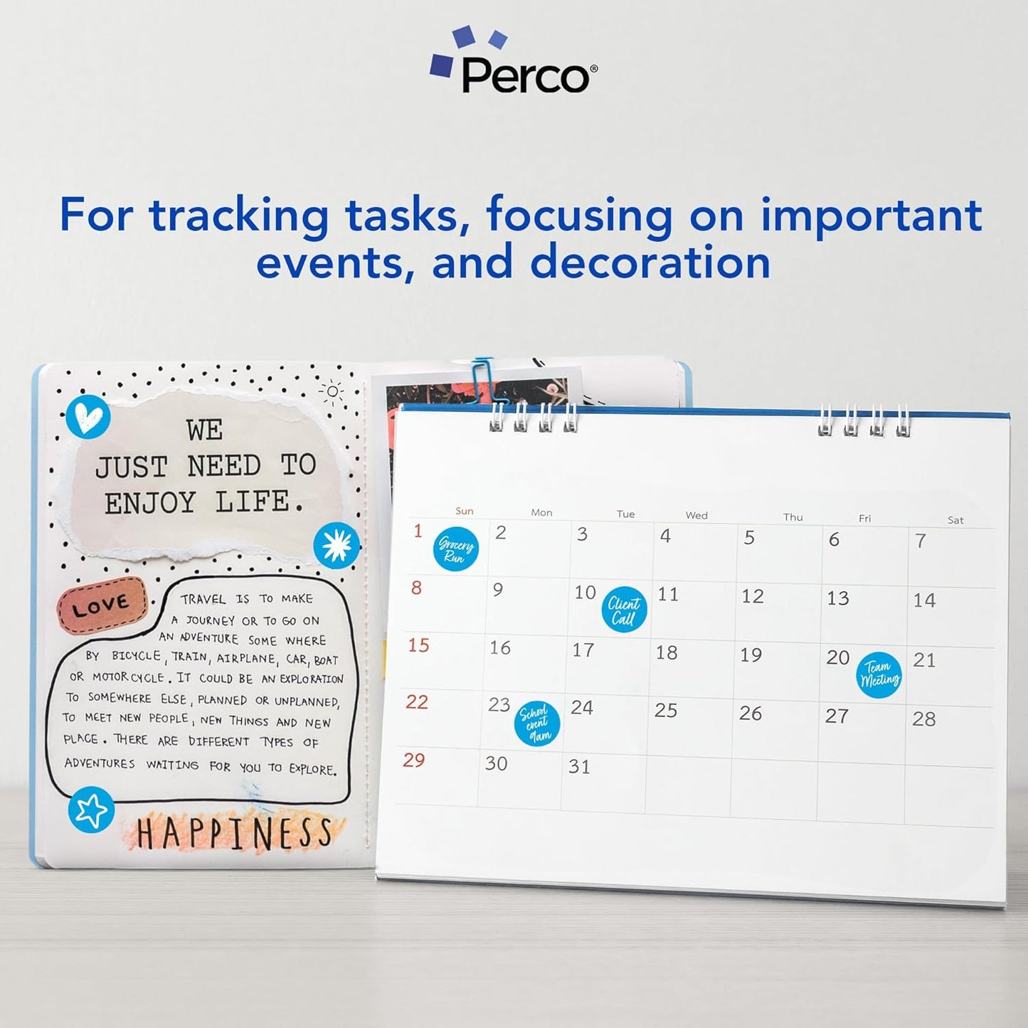 Perco Light Blue 1-Inch Round Circle Dot Sticker Labels - Multi-Roll Pack (3 Rolls, 1,000 Labels Each) - Permanent Adhesive, Vibrant Colors, Strong Hold - Perforated for Easy Use - Made in USA