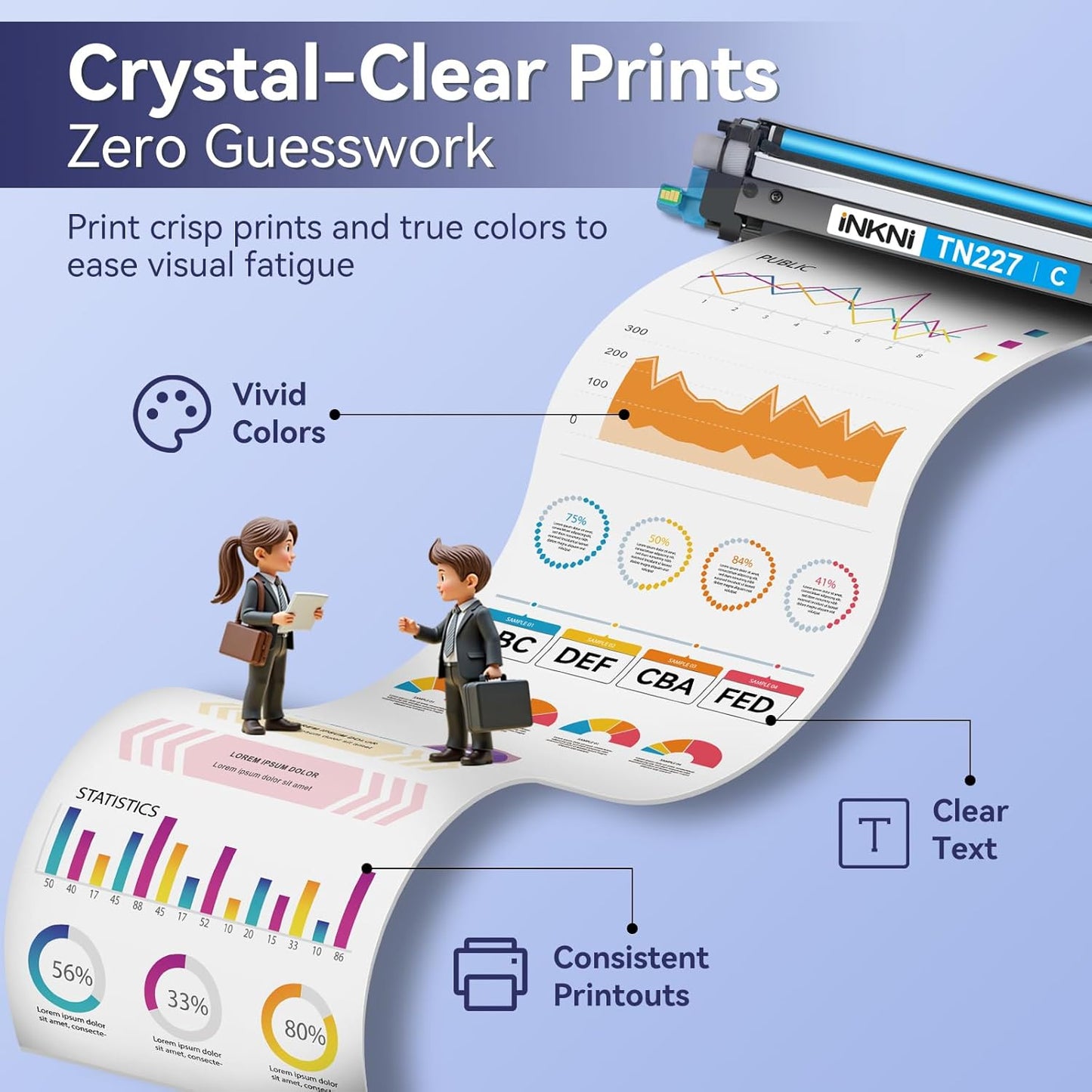 TN227 tn-227bk/c/m/y high Yield Toner Cartridge 5 Pack(with chip) Compatible Replacement for Brother tn227 tn227bk tn223 Toner for HL-L3270CDW MFC-L3770CDW MFC-L3710CW HL-L3290CDW MFC-L3750CDW Prints