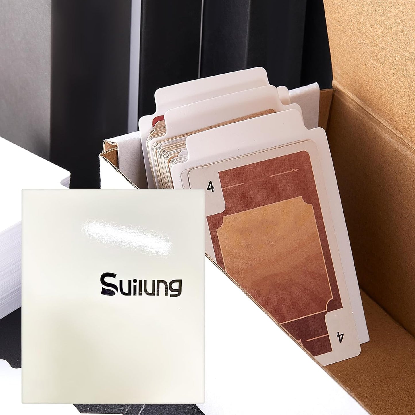 White Trading Card Plastic Divider Cards Sorting Tray Playing Separator Organizer Pages for Games Sports Supplies, 69 x 97 mm(50 Pieces)