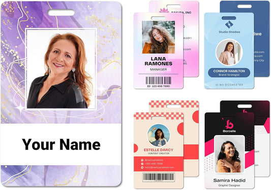 Custom Id Badge Custom Id Card Identification Badges Customizable Personalized Name Badge Customize Name Tag Photo Logo Employee Work Office Volunteer Customized Personal (Vertical-6)