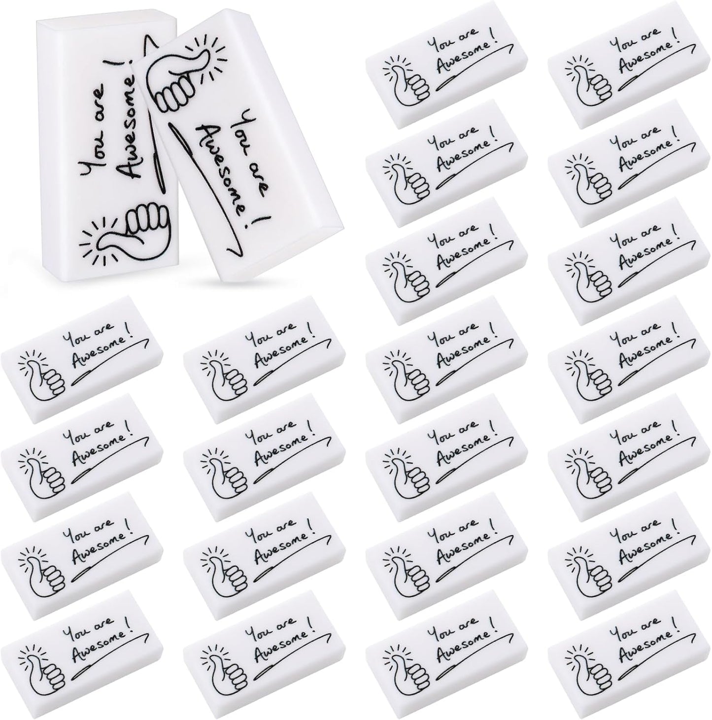 Fuutreo 50 Pcs Welcome Back to School Gifts for Students Inspirational Pencil Erasers Bulk You are Awesome White Cute Fun Erasers First Day of School Gifts Classroom Prizes from Teachers