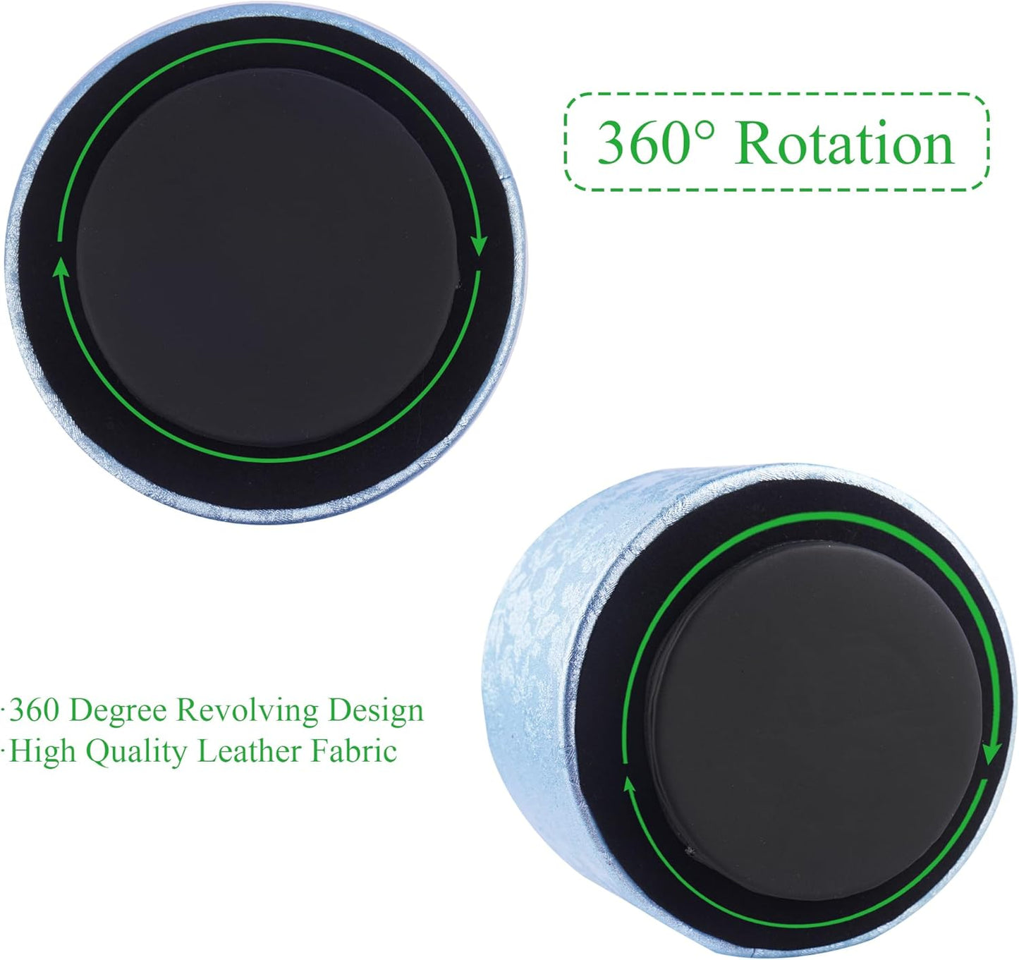 lizimandu Round Leather Art Supply Organizer,Remote Control Holder,360 Degree Spinning,Multi-Functional Pencil Holder,4 Compartments Desktop Stationary Organizer(1-Liuli Blue)